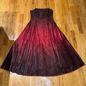 Dollar Women’s 2XL Red Burgundy Black Beaded Ball Gown Prom Dark Romance